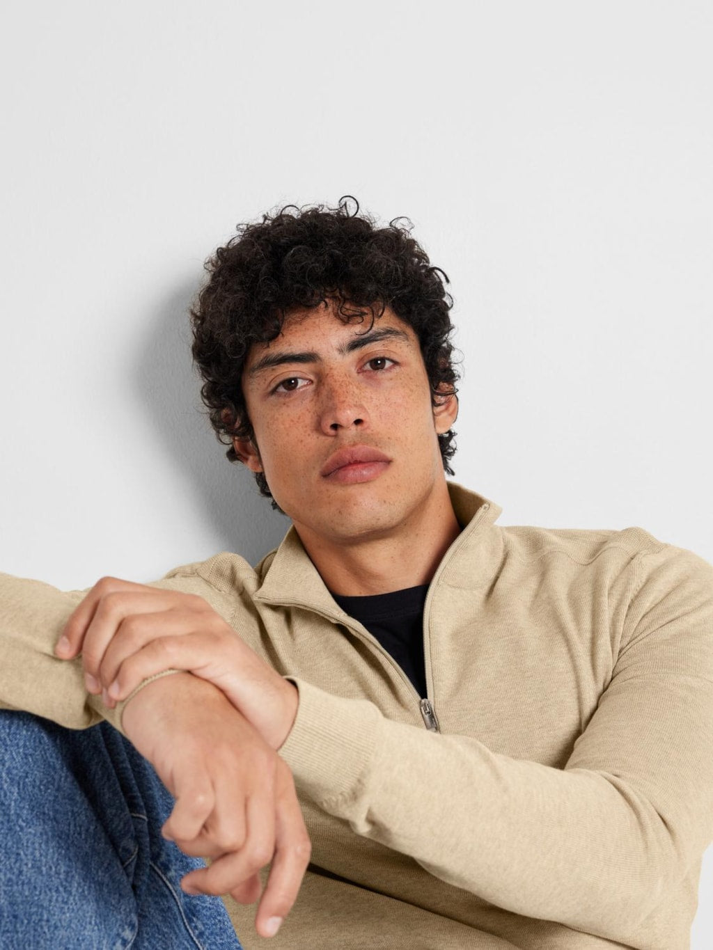 STRIK - Bomuld Strik Med 1/2 Zip - - Hr Ravn