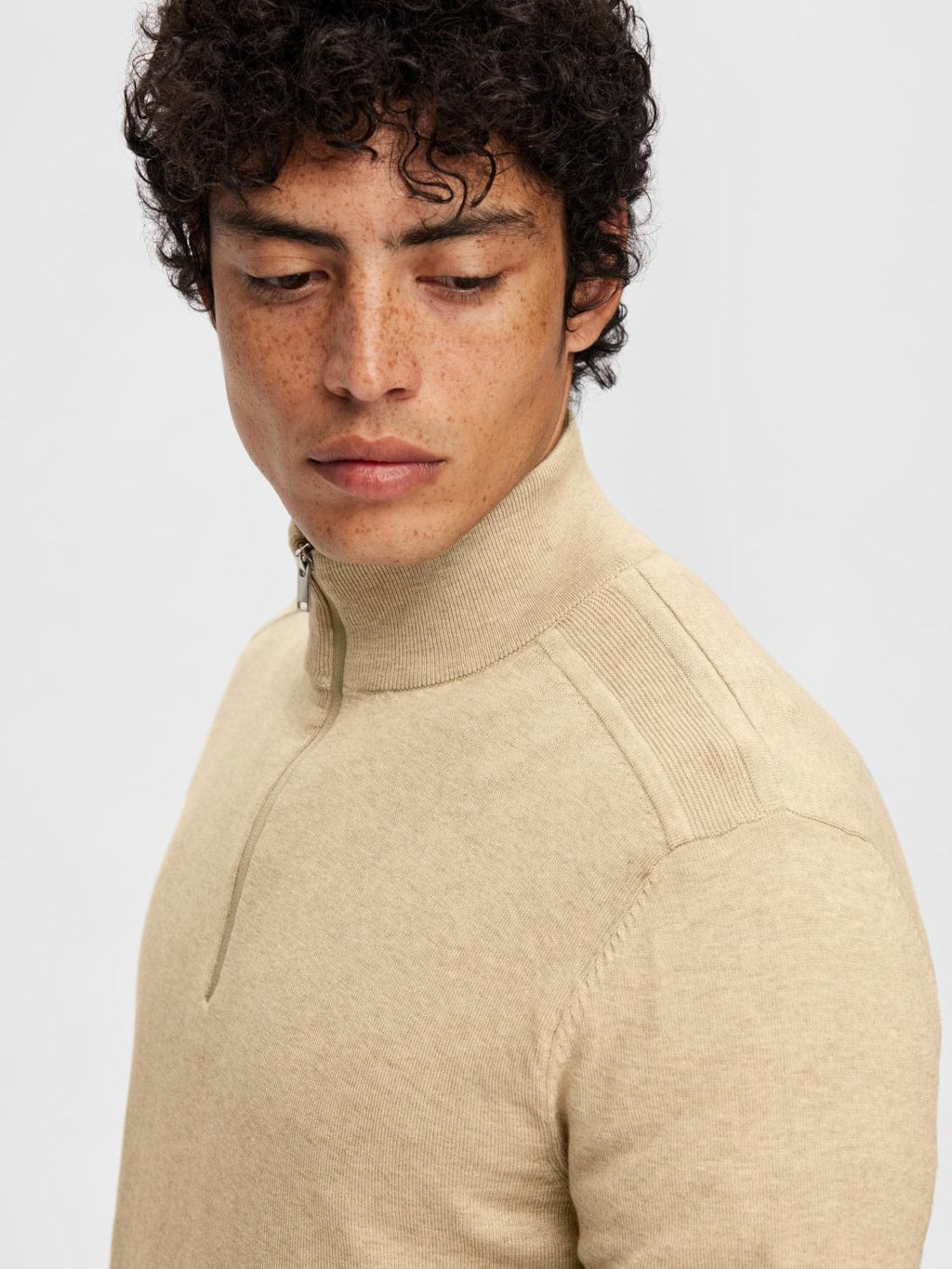 STRIK - Bomuld Strik Med 1/2 Zip - - Hr Ravn