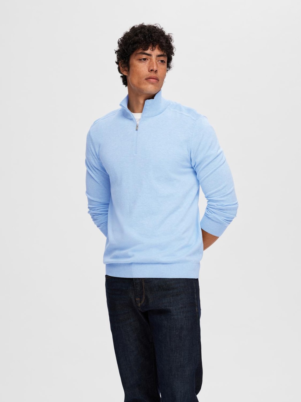 STRIK - Bomuld Strik Med 1/2 Zip - - Hr Ravn