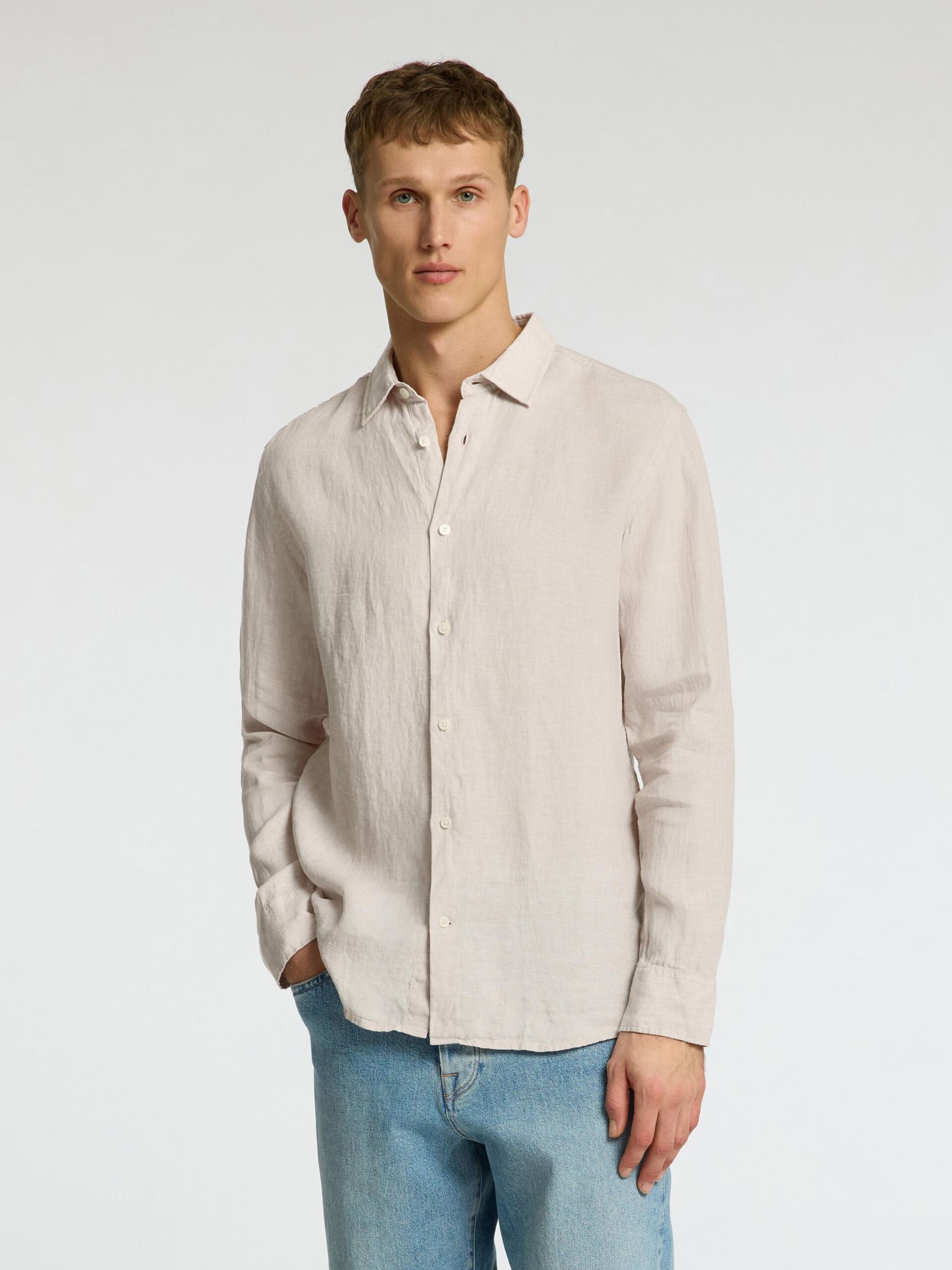 LANGE SKJORTER - Slhregkylian-Linen Shirt Ls Classic Noos - - Hr Ravn