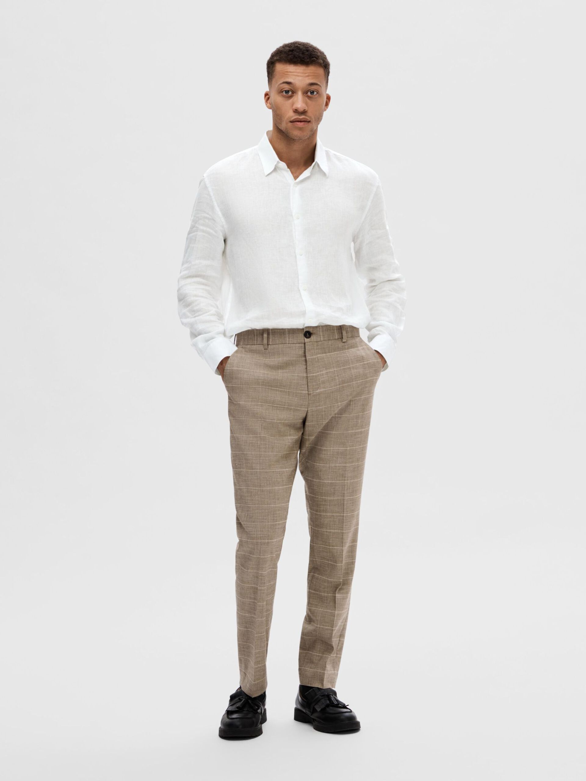 LANGE SKJORTER - Slhregkylian-Linen Shirt Ls Classic Noos - - Hr Ravn