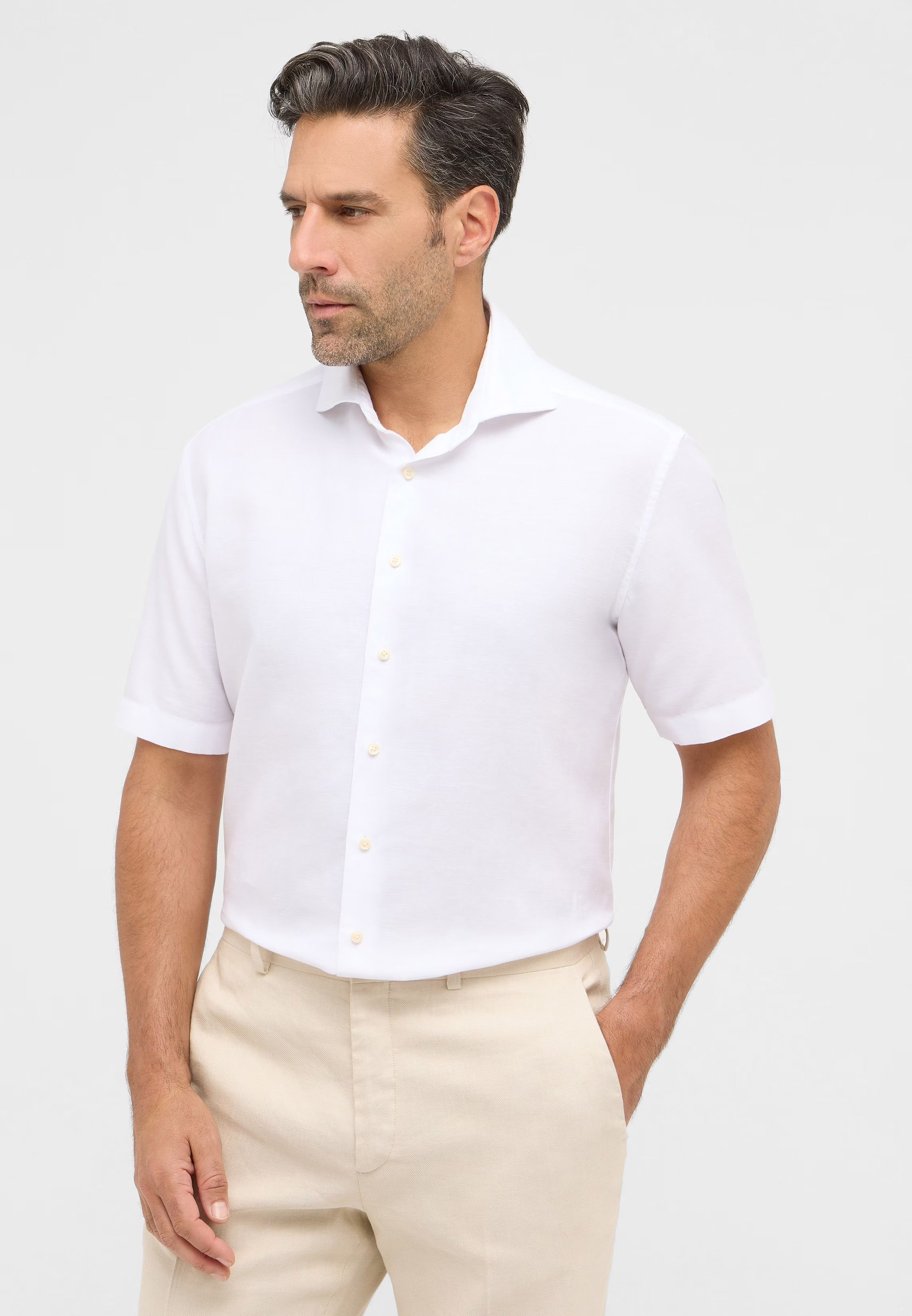 KORTE SKJORTER - Eterna Modern Fit Kortærmet Hør Skjorte -  - Hr Ravn