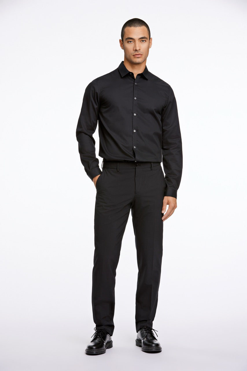 Plain twill stretch shirt L/S