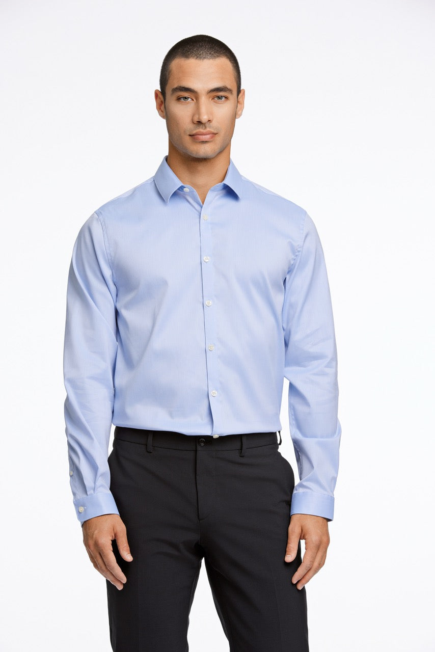 Plain twill stretch shirt L/S