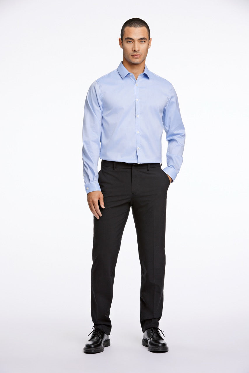 Plain twill stretch shirt L/S