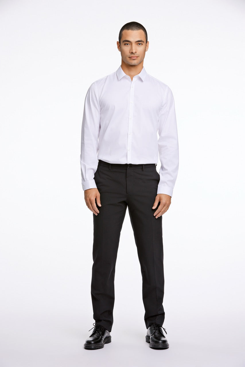 Plain twill stretch shirt L/S