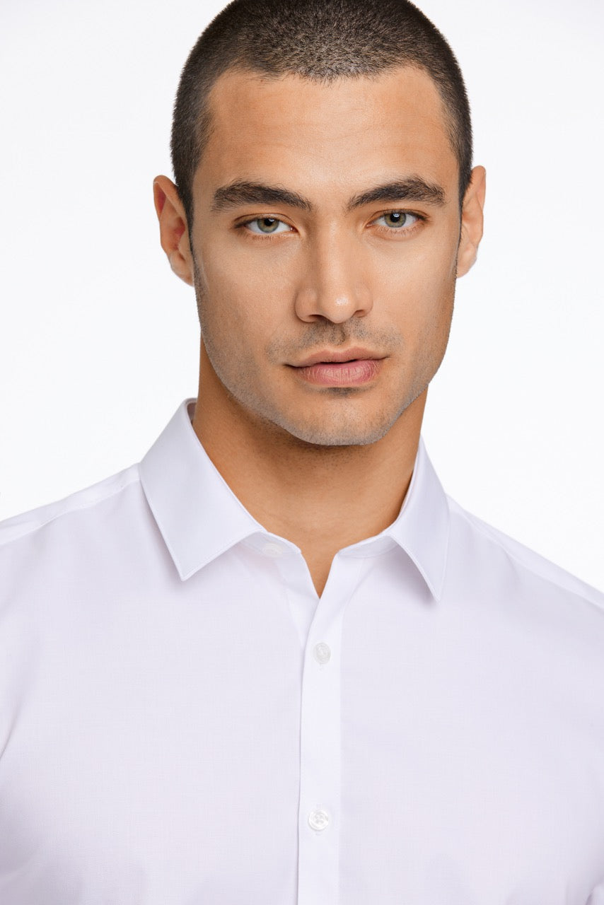 Plain twill stretch shirt L/S