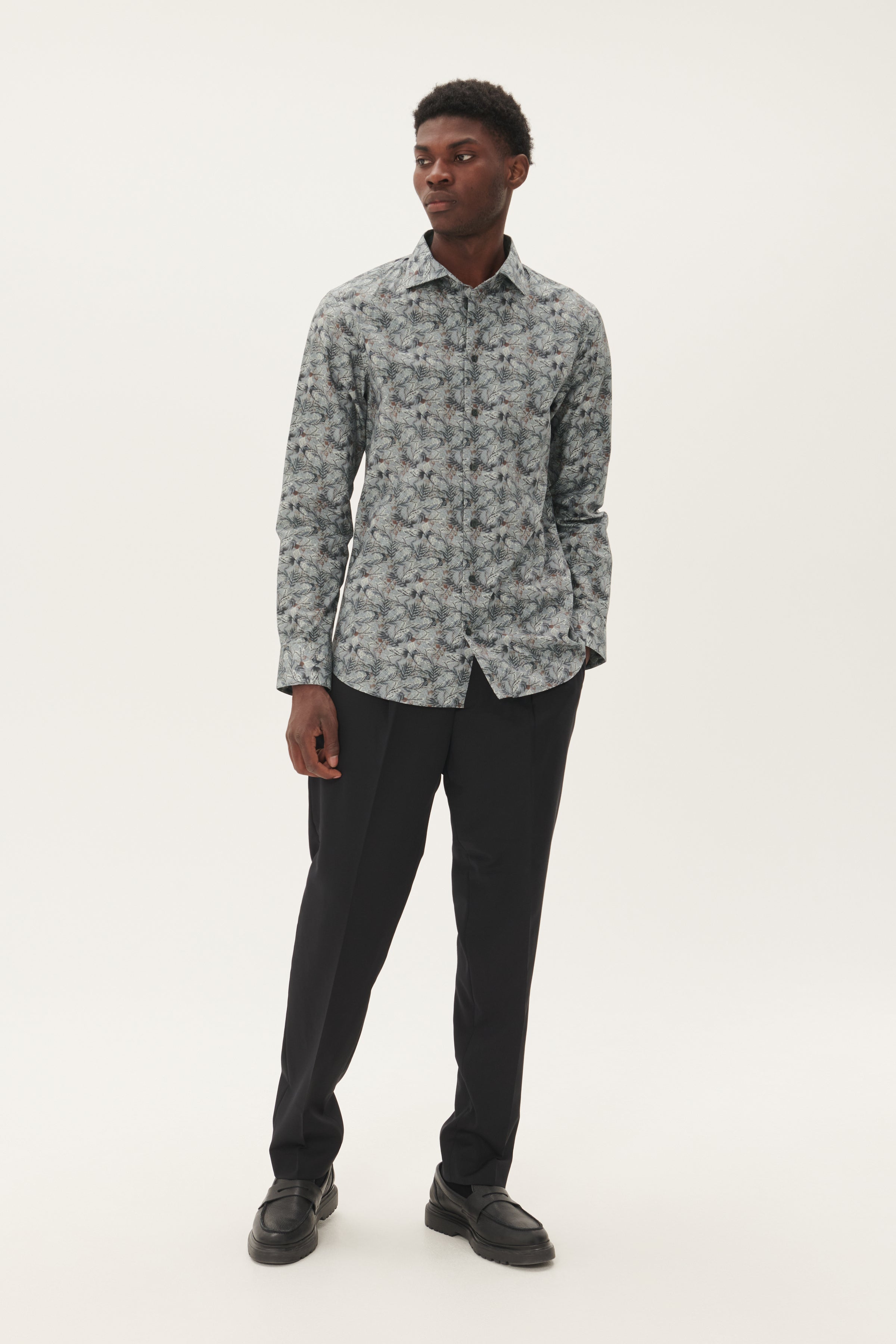 LANGE SKJORTER - Mønstret Skjorte I Bomuld - - Hr Ravn