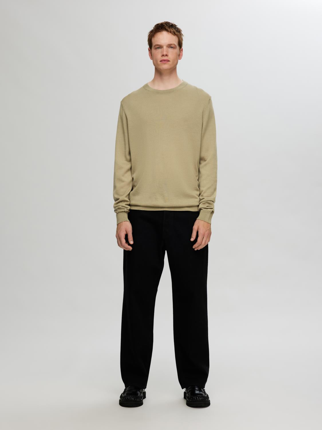Slhtray Ls Knit Merino Crew Neck Noos