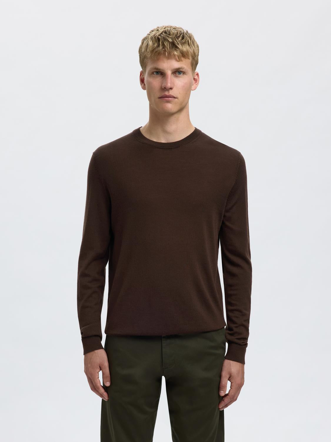Slhtray Ls Knit Merino Crew Neck Noos