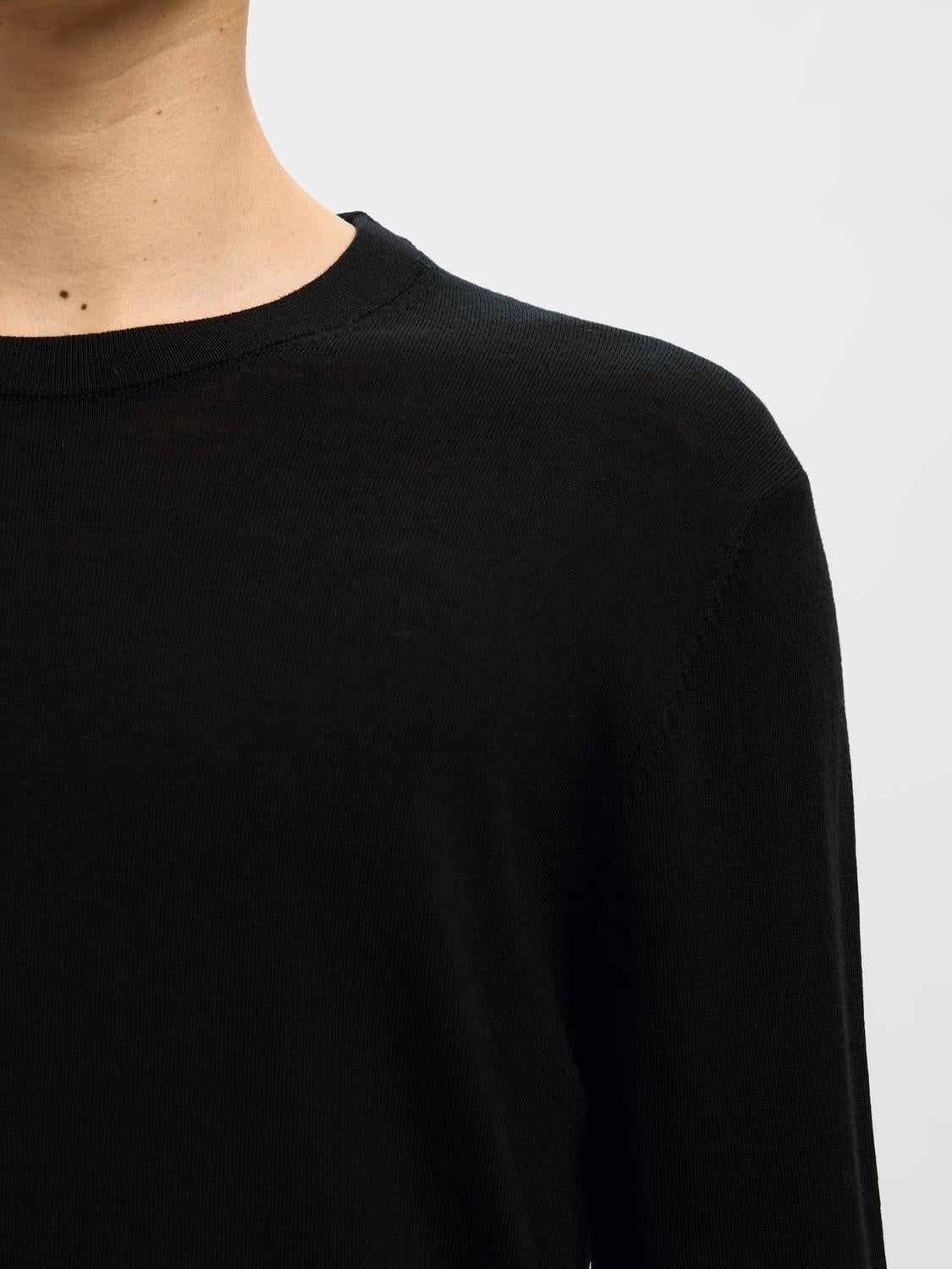 Slhtray Ls Knit Merino Crew Neck Noos