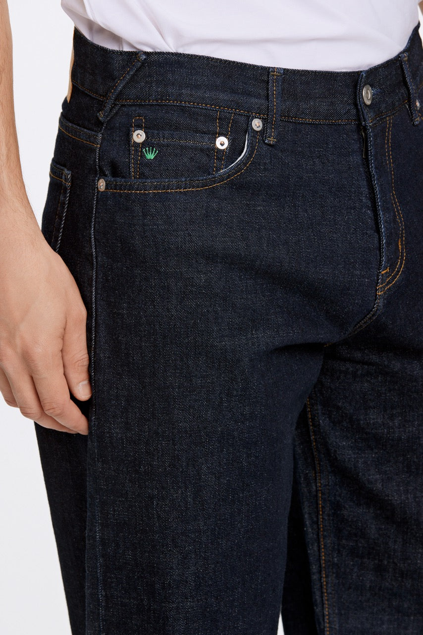 Washed indigo loose fit jeans