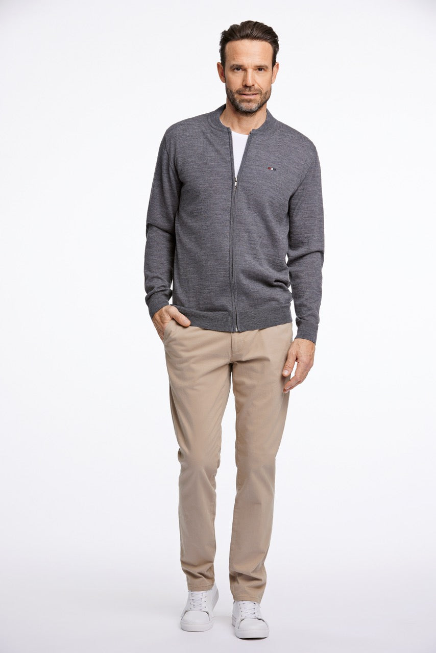 Wool knit zip cardigan