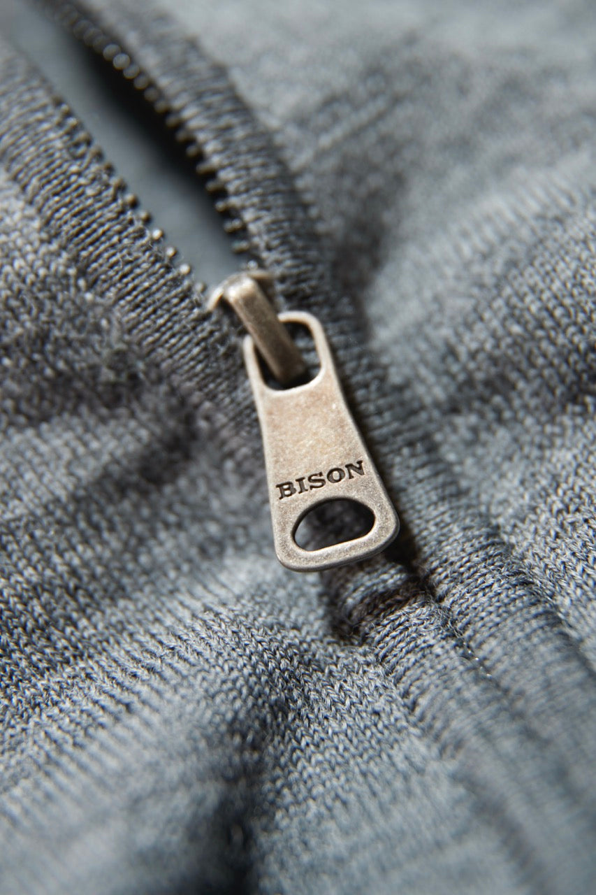 Wool knit zip cardigan