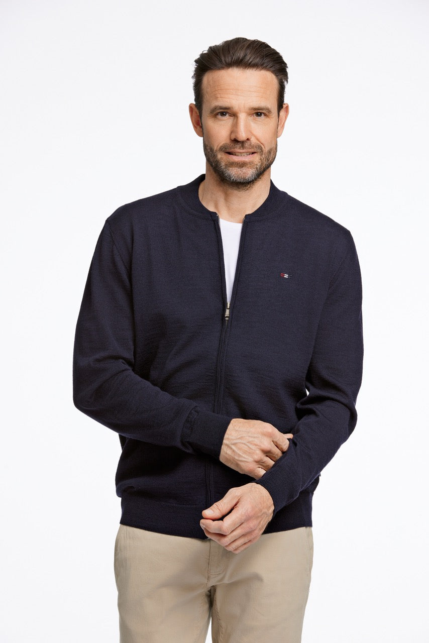 Wool knit zip cardigan