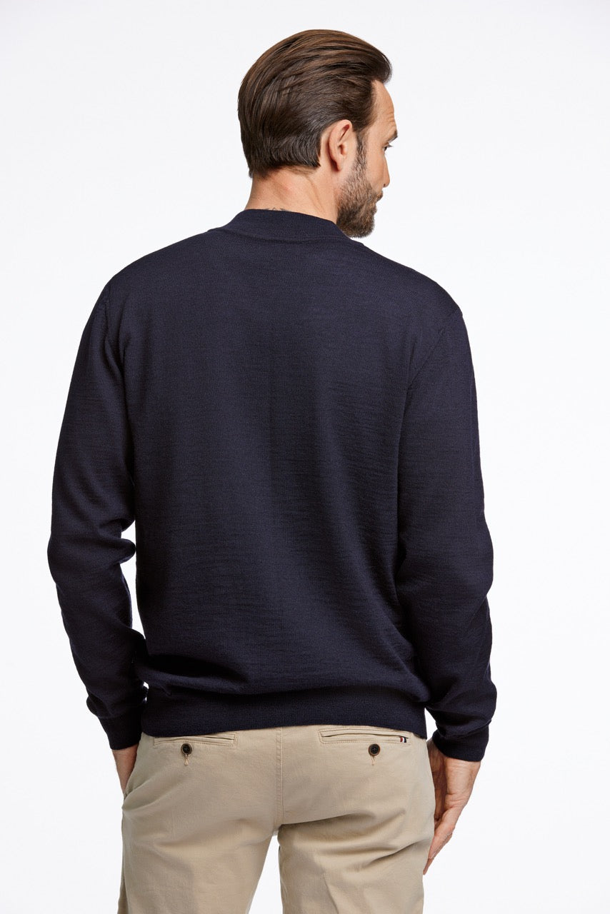 Wool knit zip cardigan