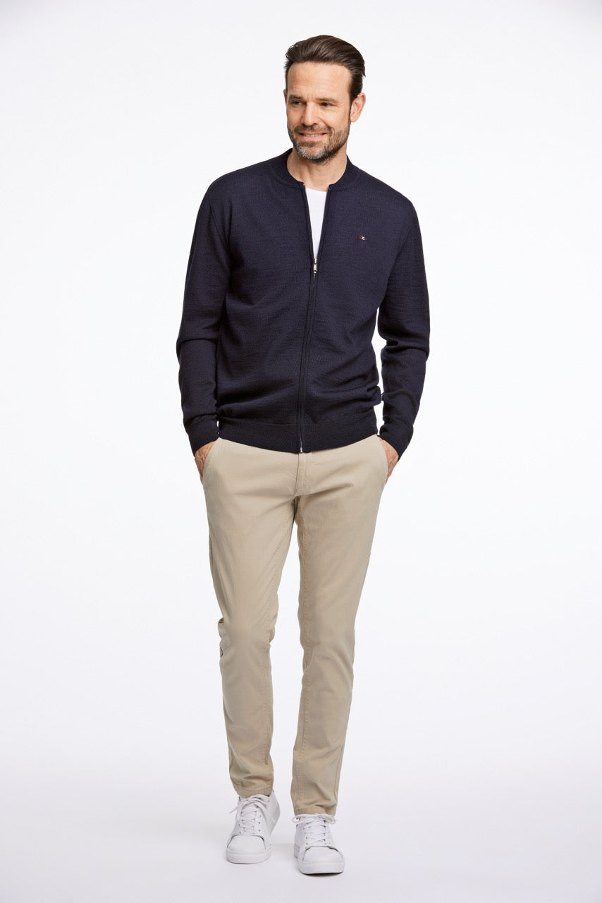 Wool knit zip cardigan
