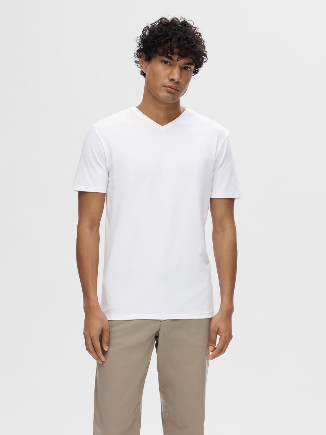 T-SHIRTS - Slhnewpima Ss V-Neck Tee Noos - - Hr Ravn