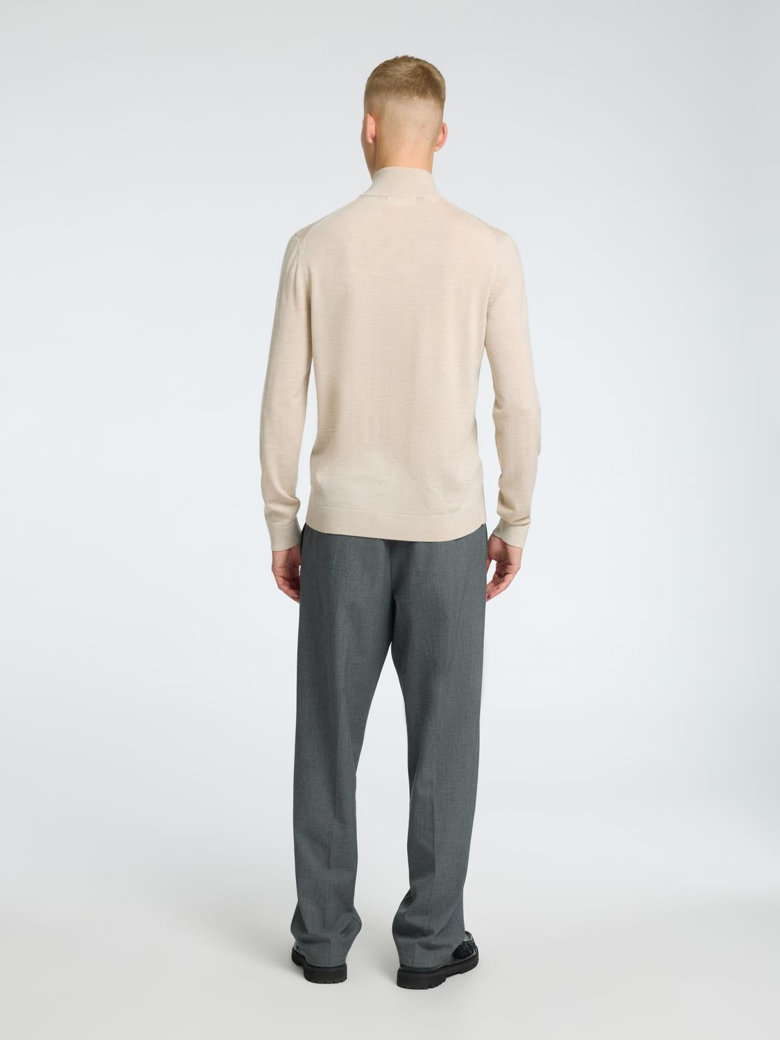 Slhtray Ls Knit Merino Half Zip Noos
