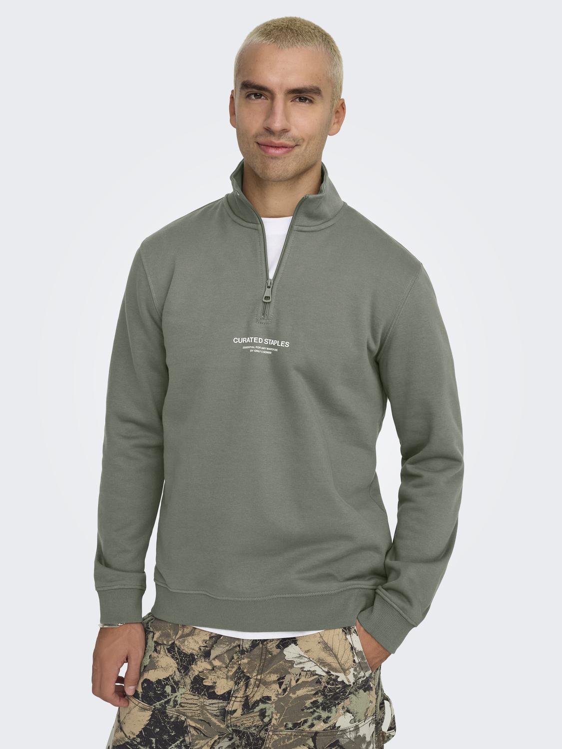 Onscurated Reg Half Zip Sweat Noos