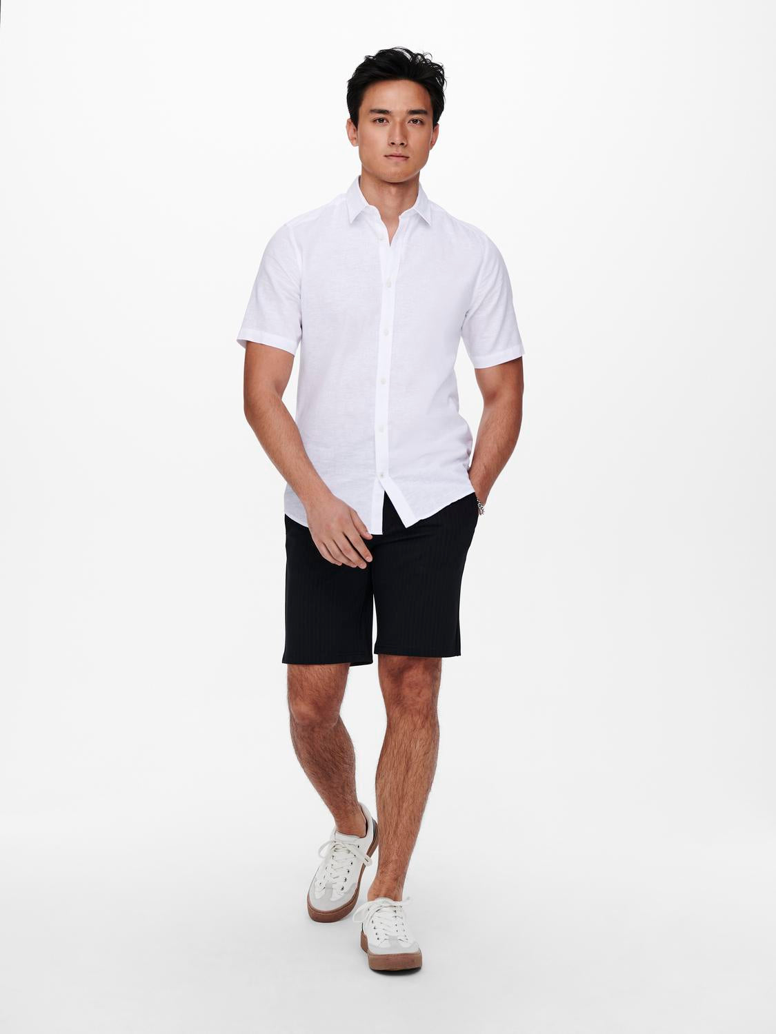 KORTE SKJORTER - Onscaiden Life Ss Solid Linen Blend Noos - - Hr Ravn