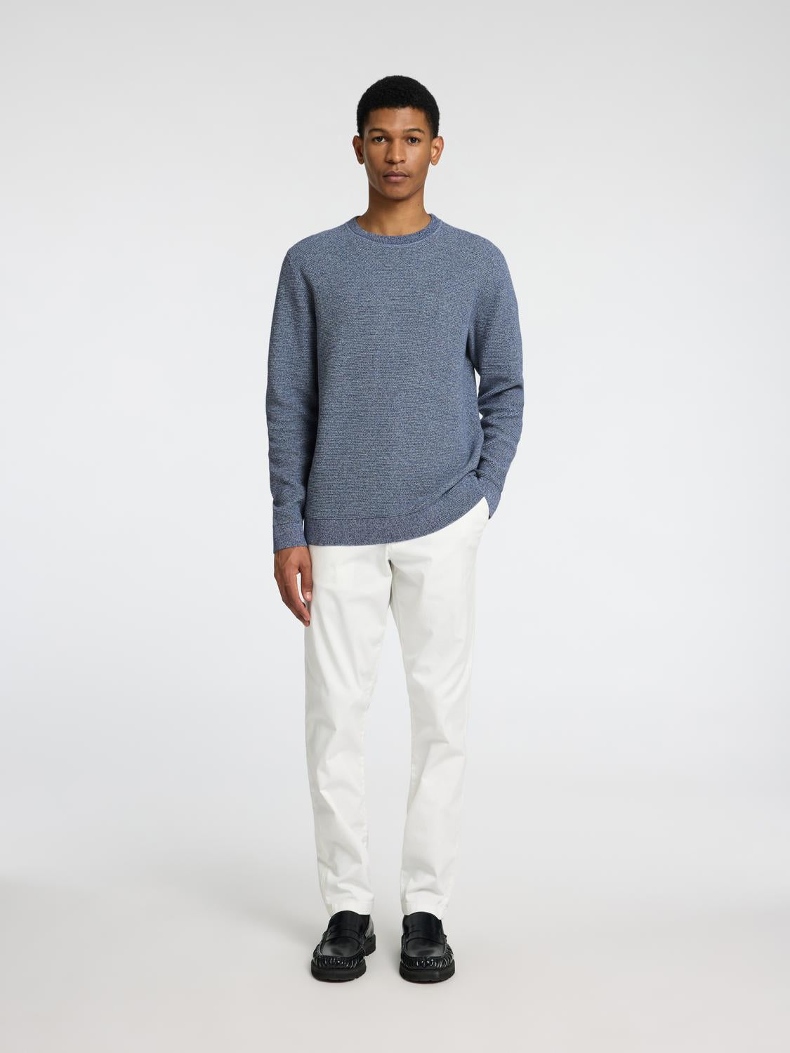 Pullovers - Slhross Ls Knit Structure Crew Neck Noos - - Hr Ravn