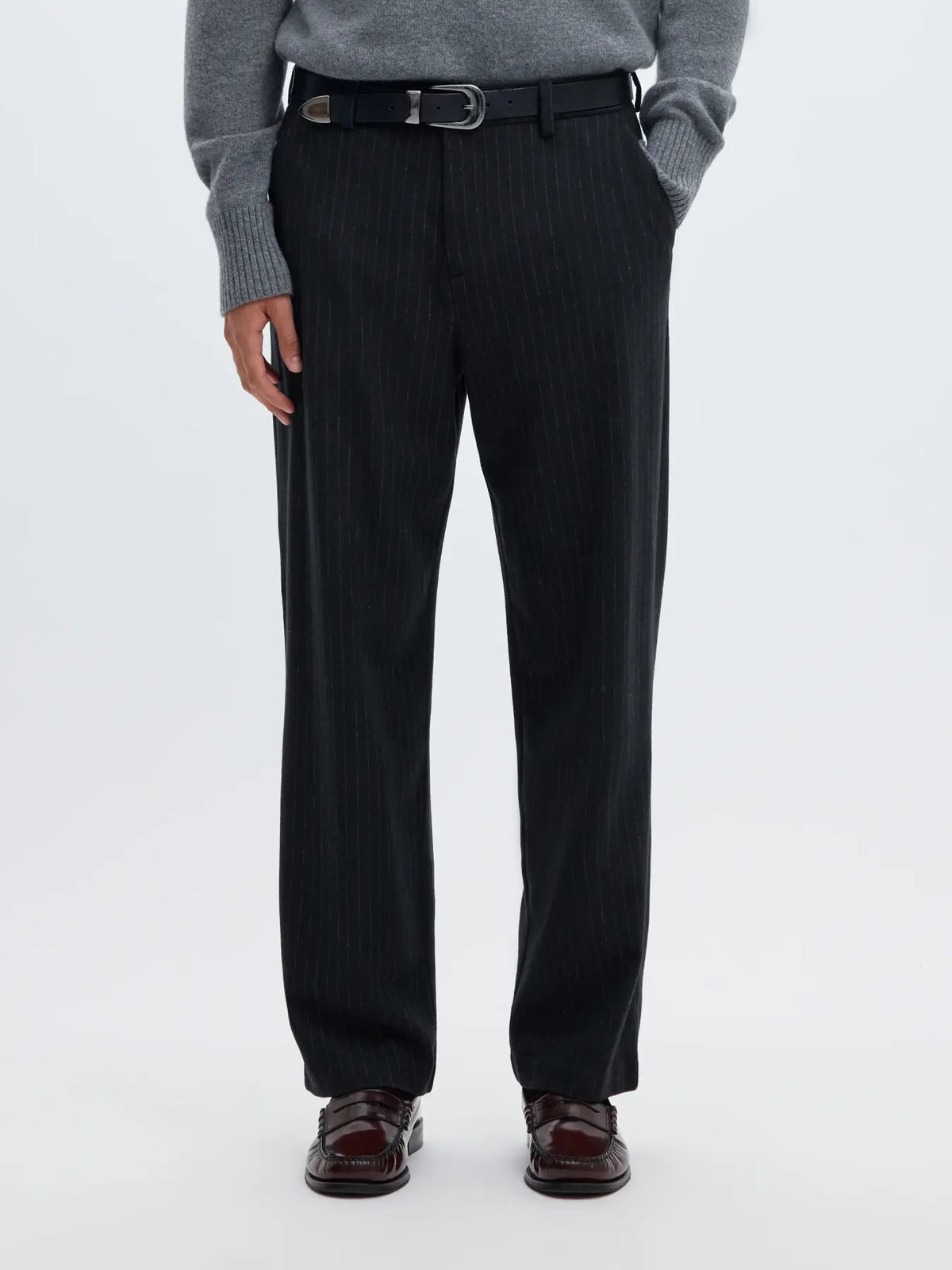 Slm220-Loose Luke Wool Blend Stripe Pant