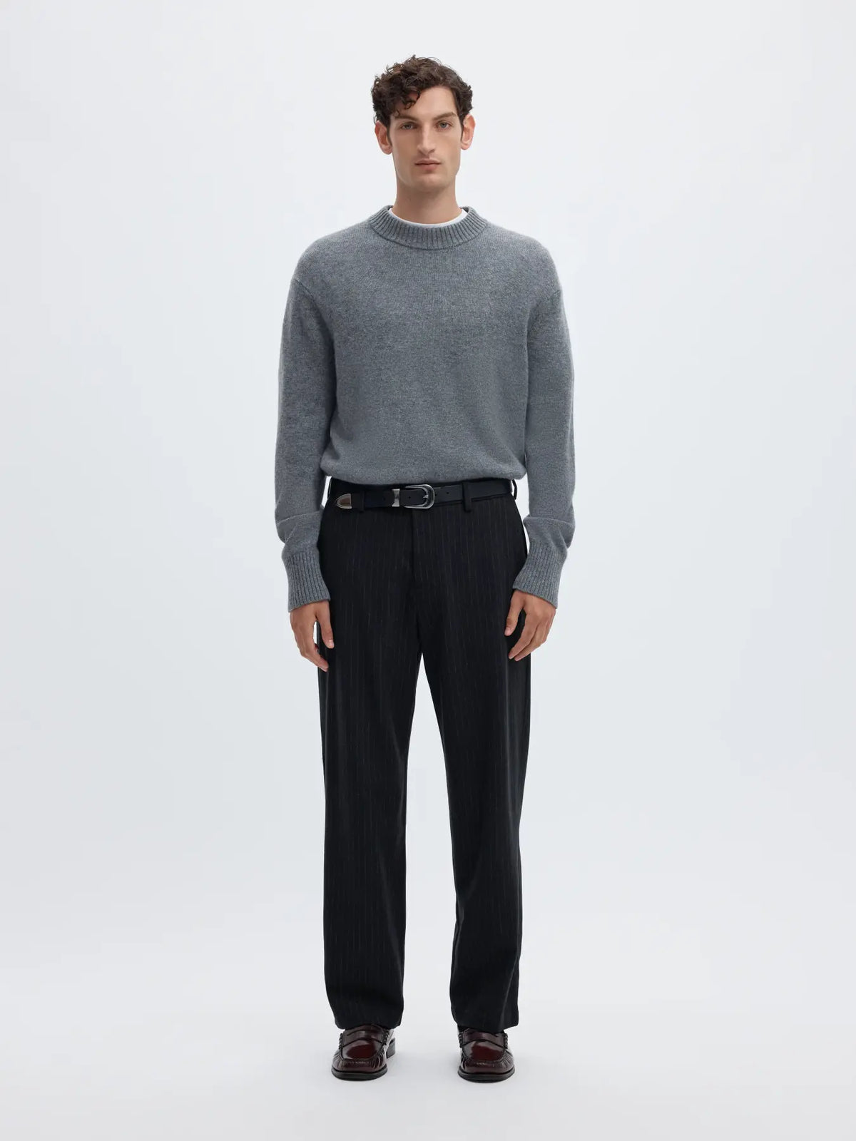 Slm220-Loose Luke Wool Blend Stripe Pant