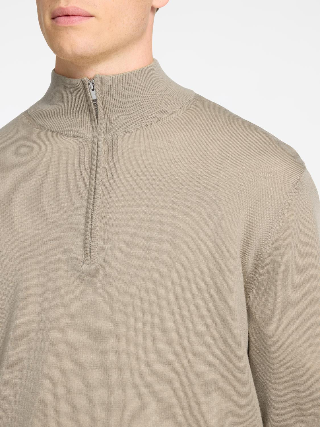 Slhtray Ls Knit Merino Half Zip Noos