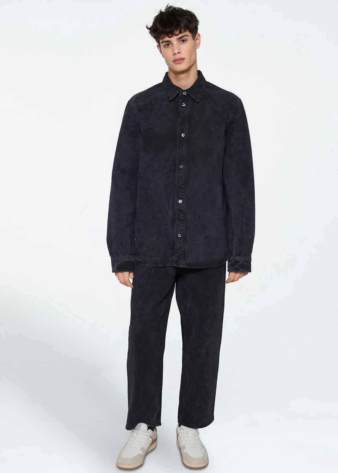 minimum male Douglas Denim Shirt 4387 Long Sleeved Shirt 999 Black