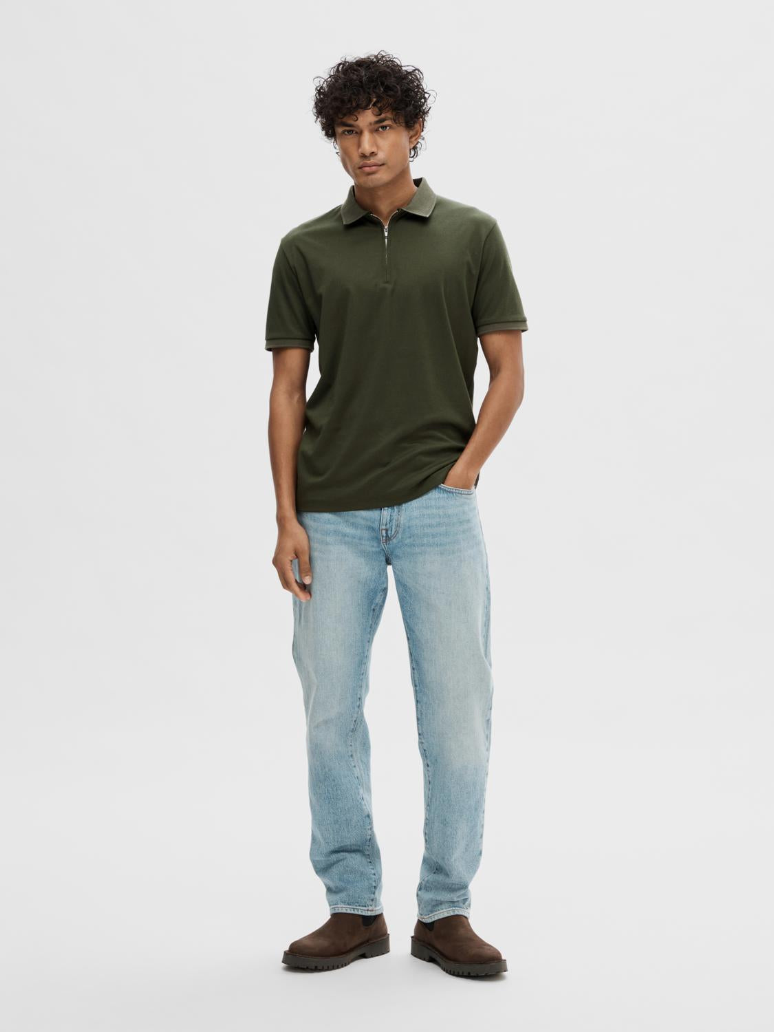 Slhfave Sport Zip Ss Polo Noos