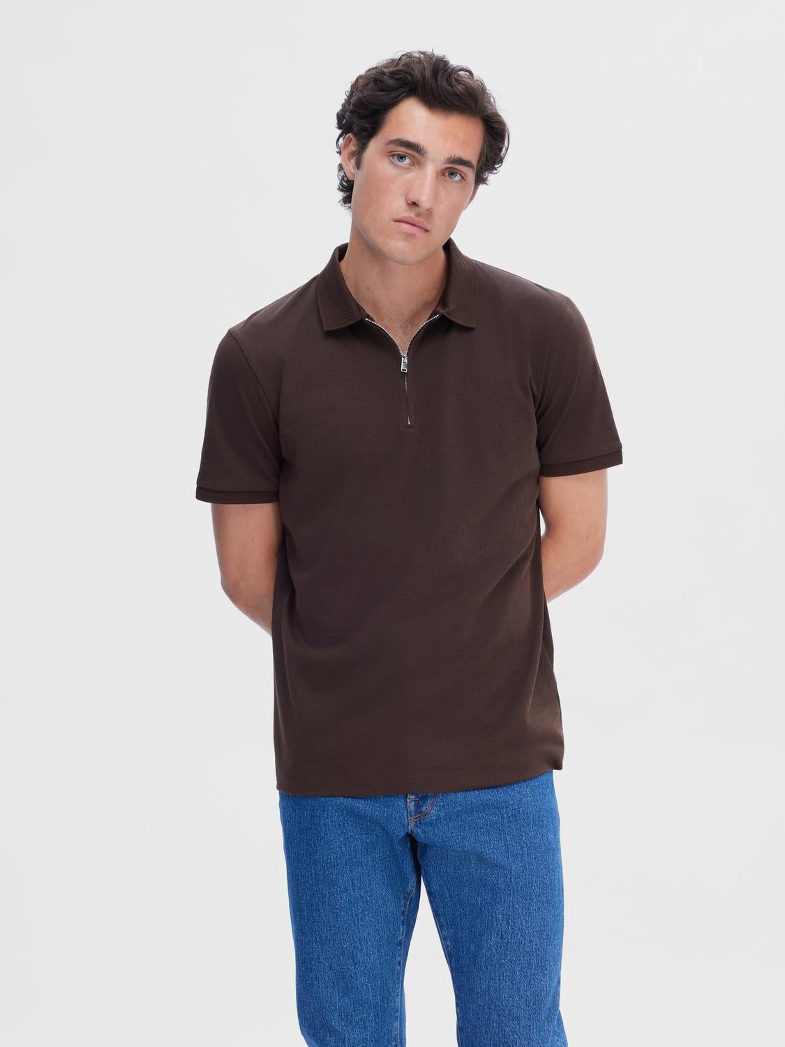 Slhfave Sport Zip Ss Polo Noos