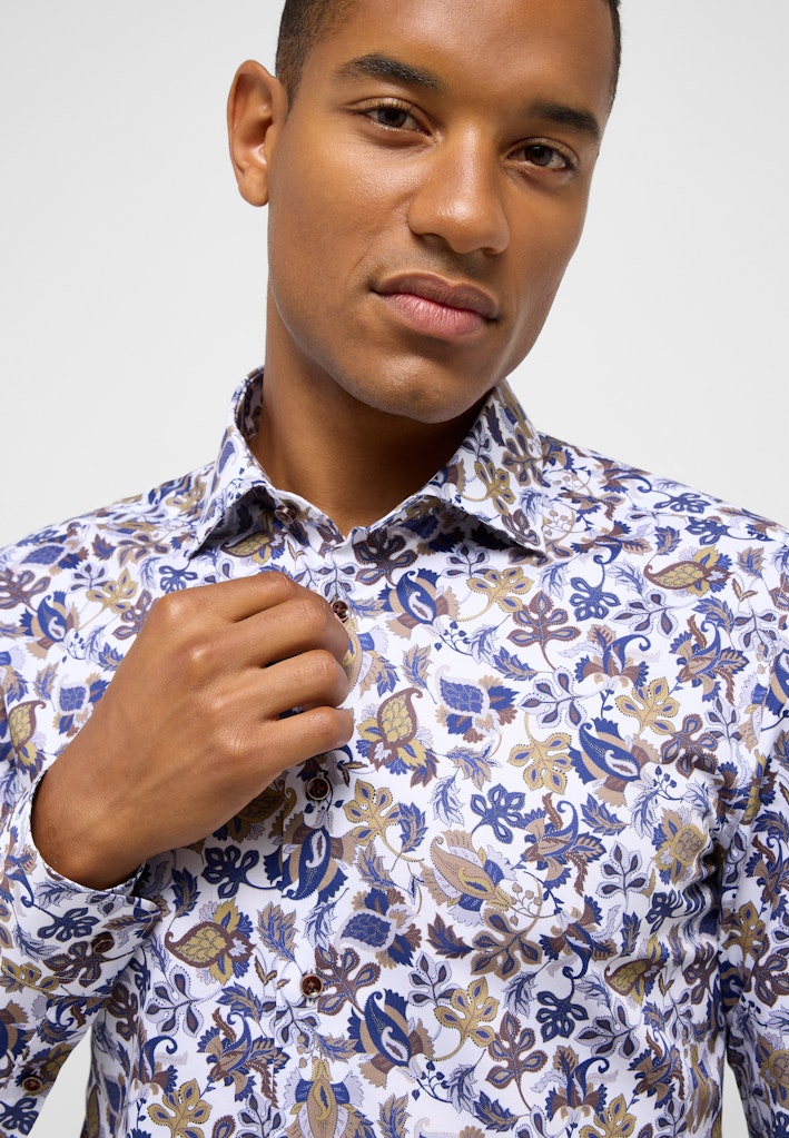 LANGE SKJORTER - TEXTURE COTTON SLIM FIT - - Hr Ravn