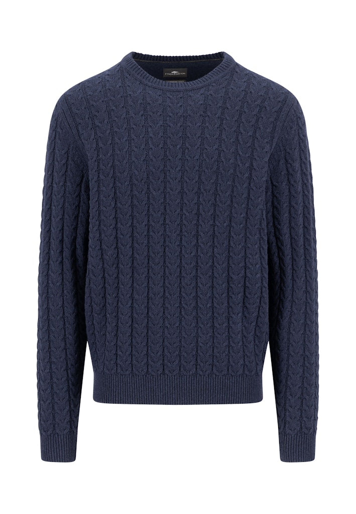 STRIK - Fynch Hatton O-Neck, Soft Knit Cable - - Hr Ravn