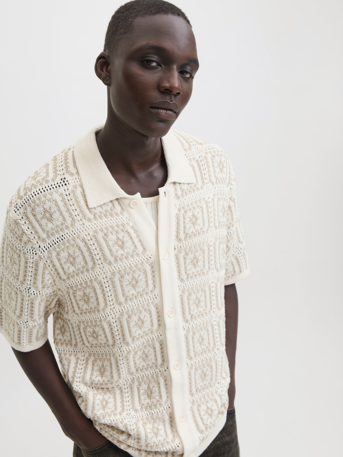 POLO SHIRTS - JORCOLIN KNIT CROCHET POLO STYD AW25 - - Hr Ravn