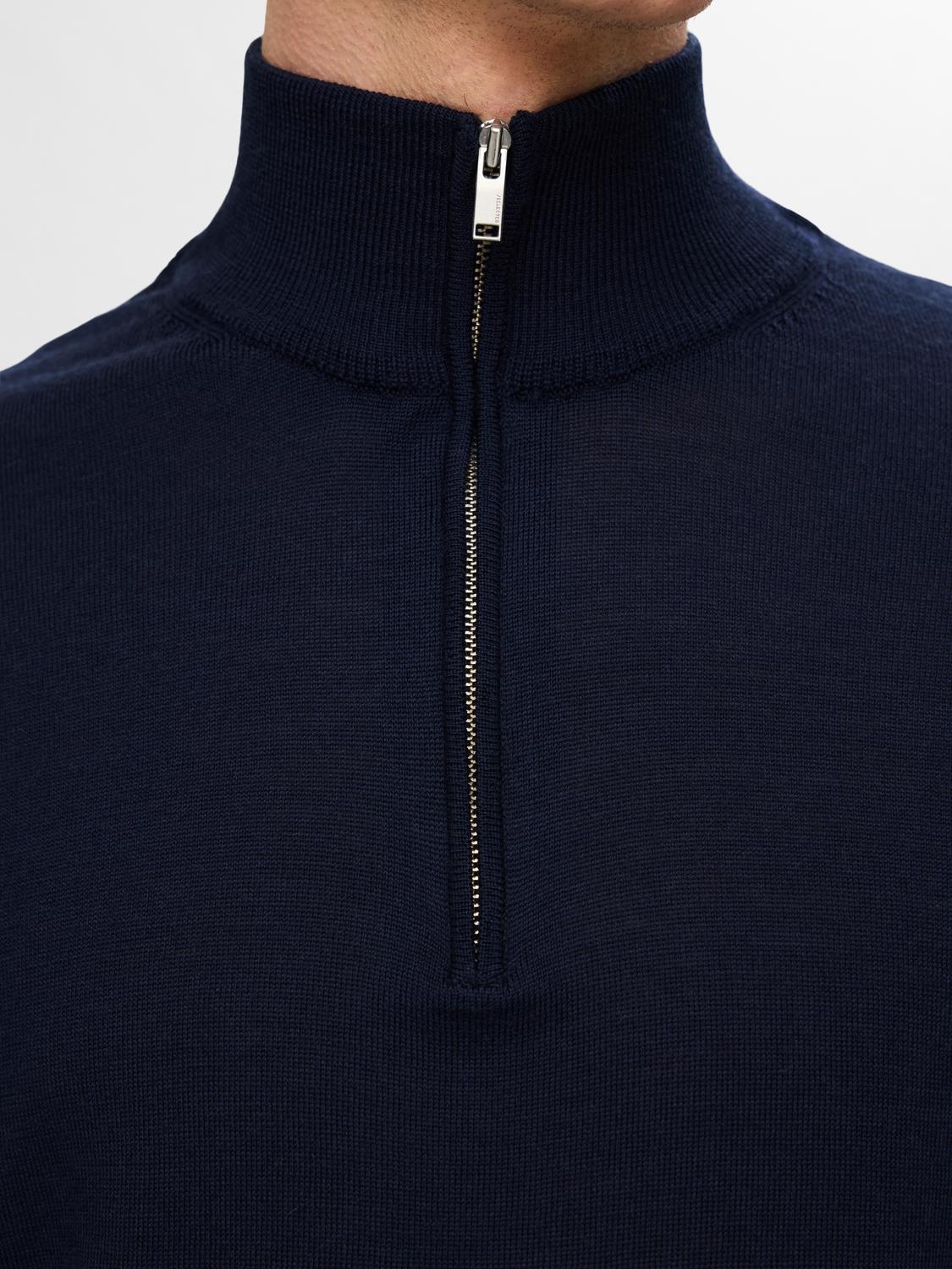Slhtray Ls Knit Merino Half Zip Noos