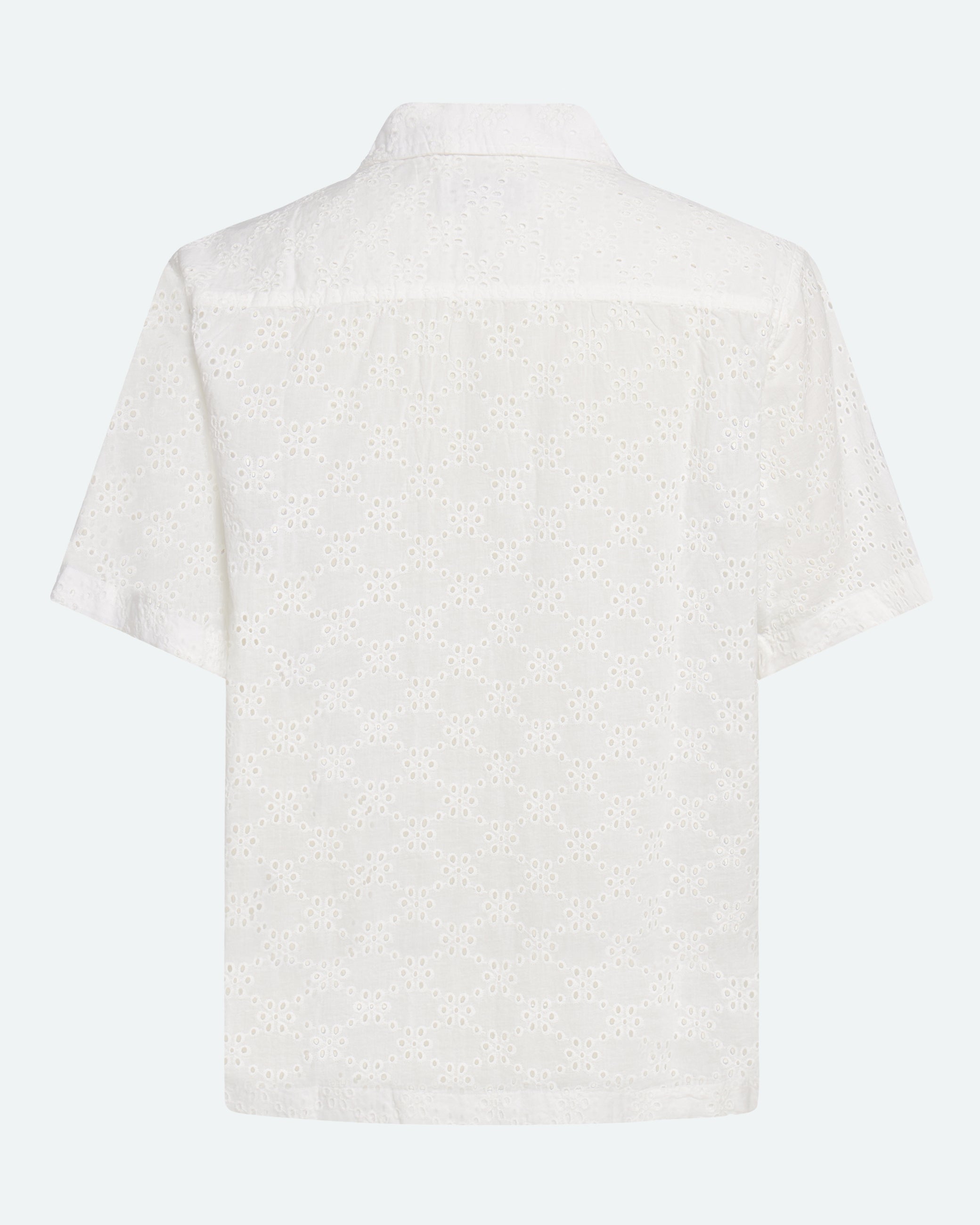 minimum male Hayden afslappet kortærmet skjorte i broderi anglaise 4295 Short Sleeved Shirt 0608 Coco Milk