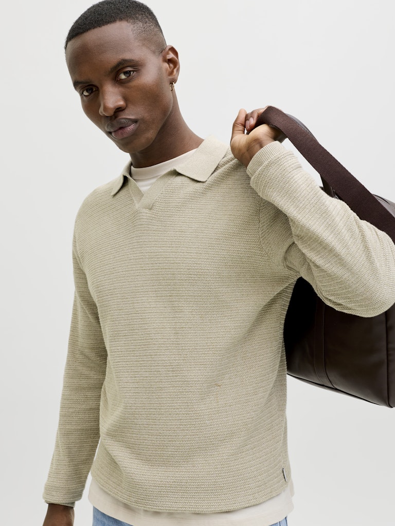 STRIK - JPRBLURILEY KNIT SPLIT NECK LS SN - - Hr Ravn