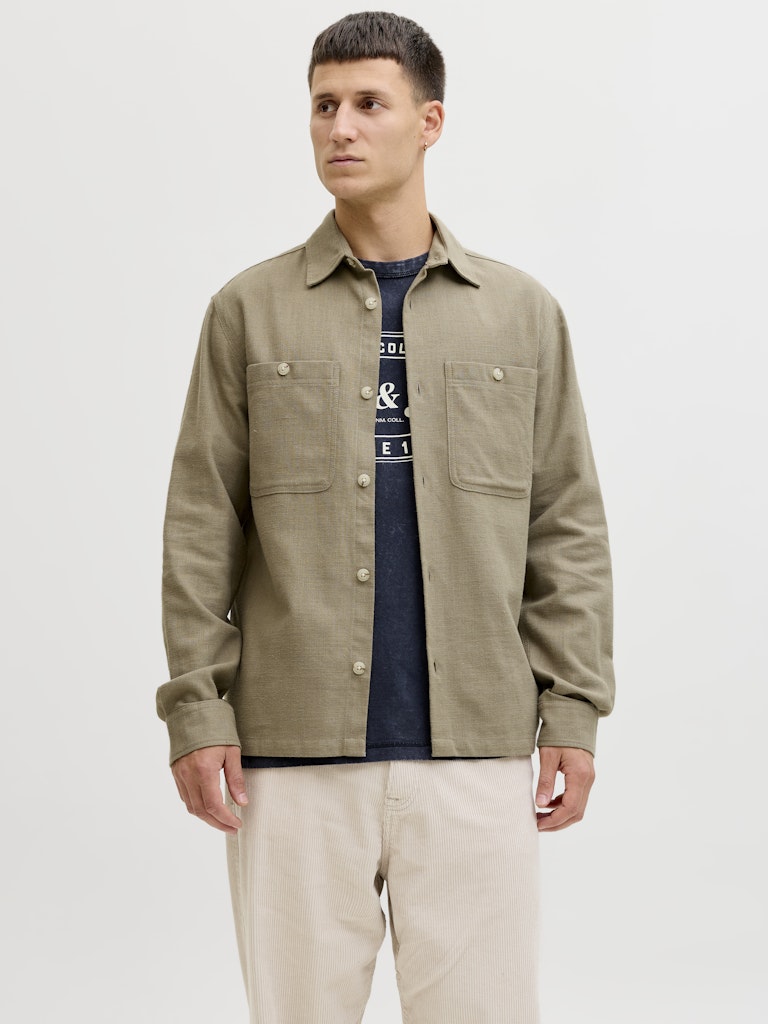 JPRBLURAYLE LINEN BL. SOLID LS SHIRT SN