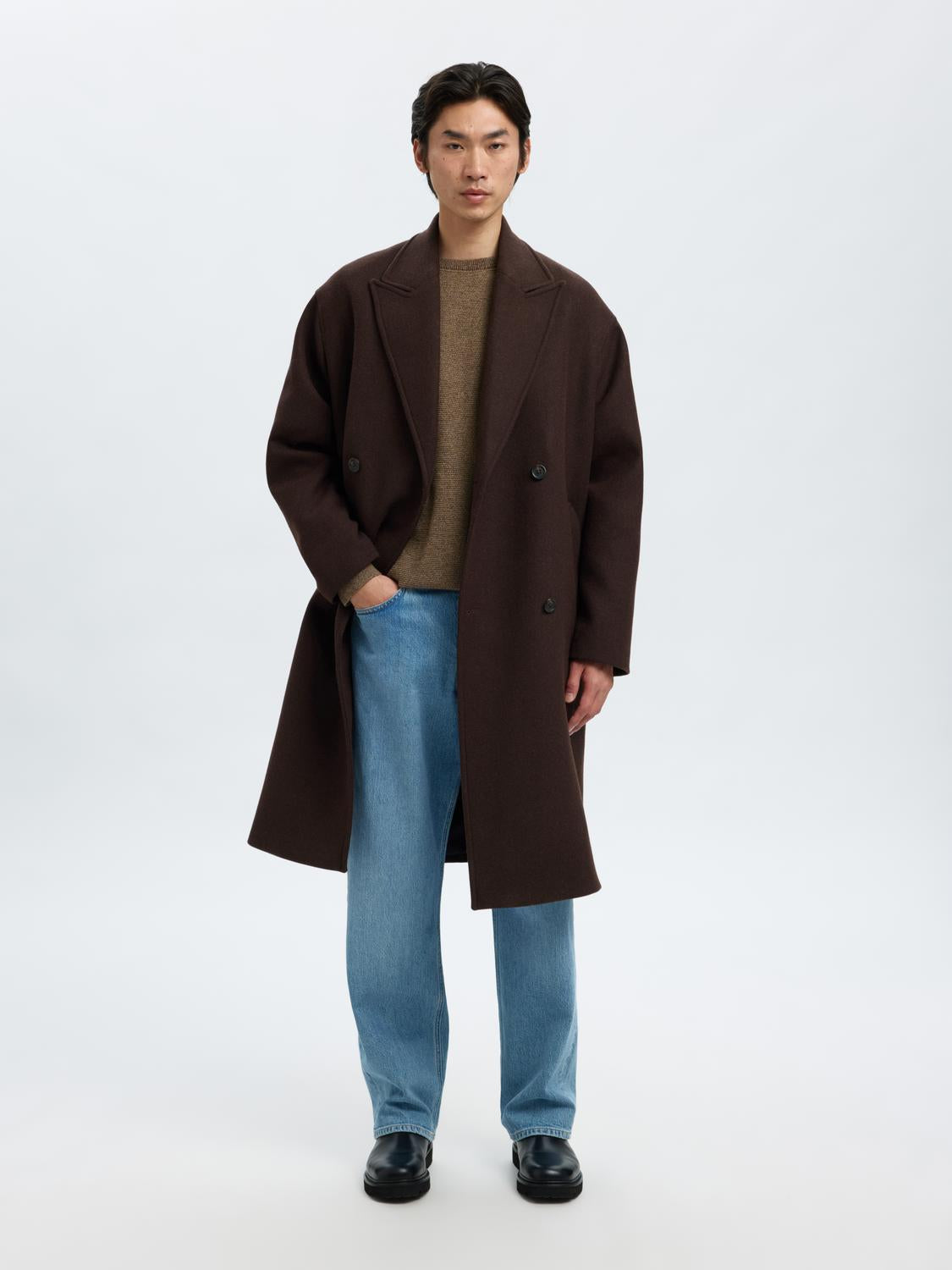 Slhross Ls Knit Structure Crew Neck Noos