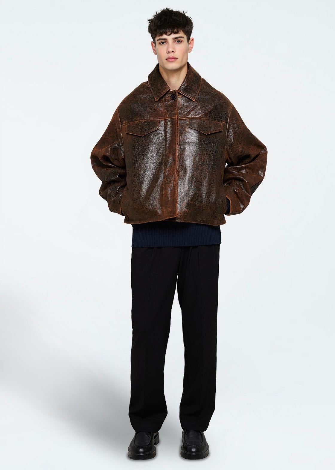 minimum male Lance Jacket 4447 Leather Jacket 1914 Seal Brown