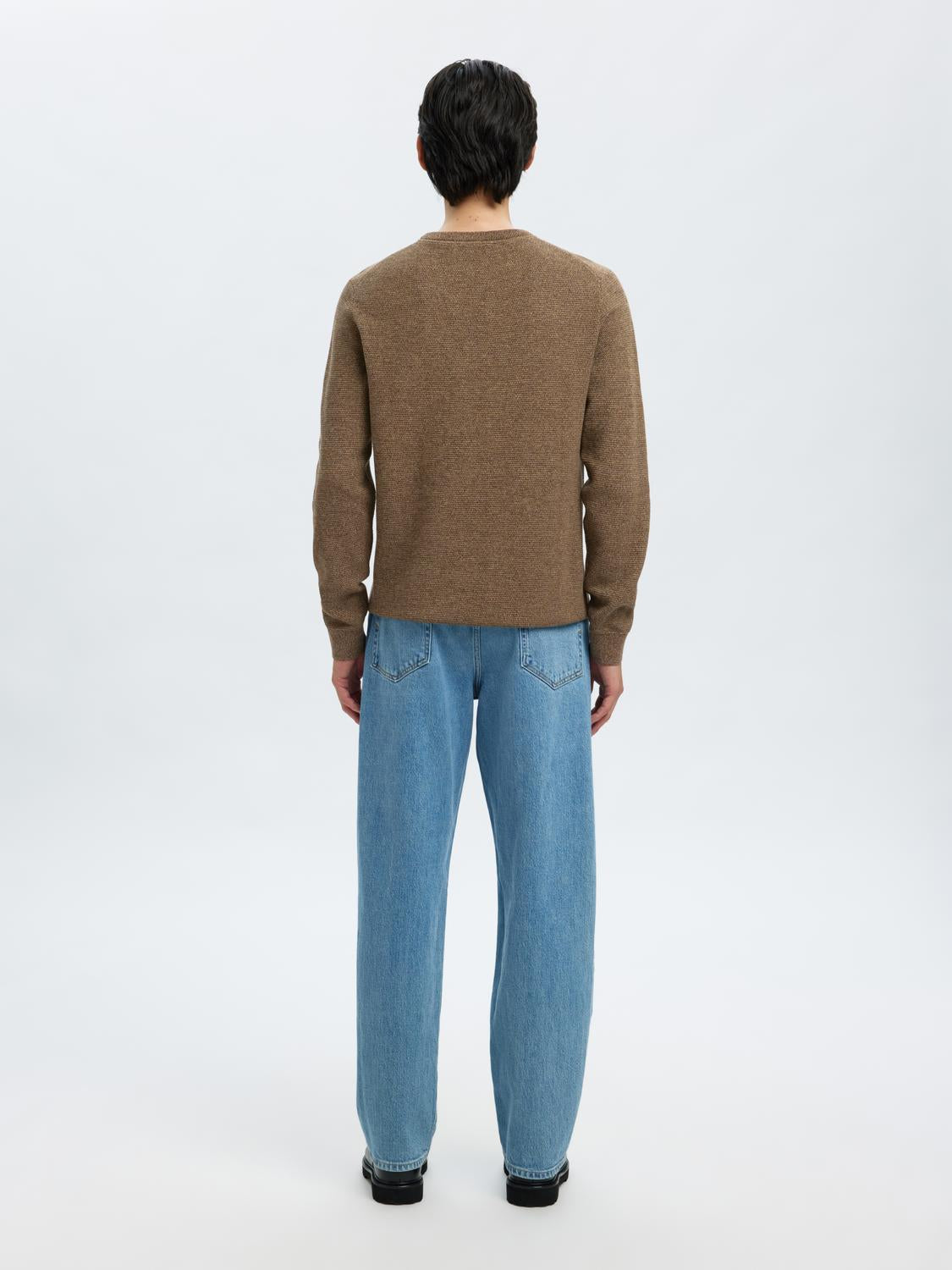 Slhross Ls Knit Structure Crew Neck Noos
