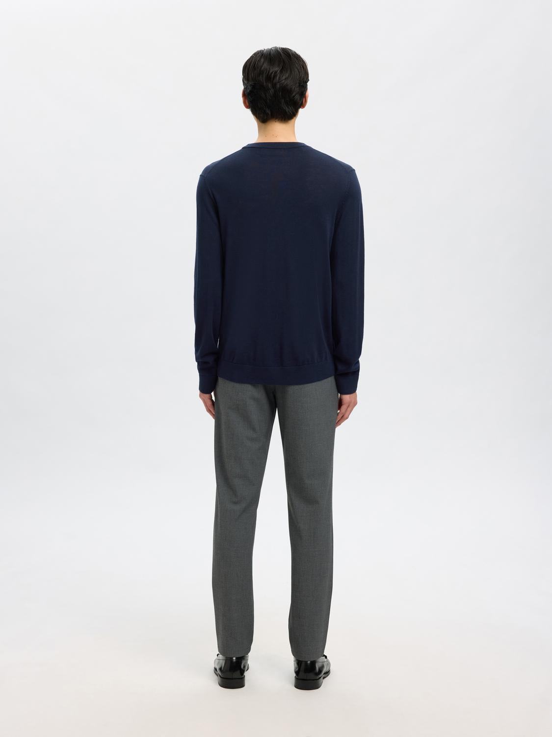 Slhtray Ls Knit Merino Crew Neck Noos