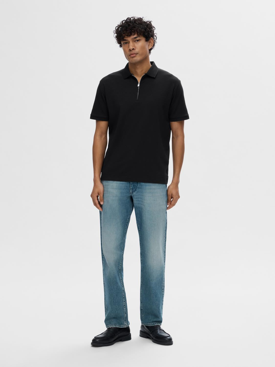 Slhfave Sport Zip Ss Polo Noos