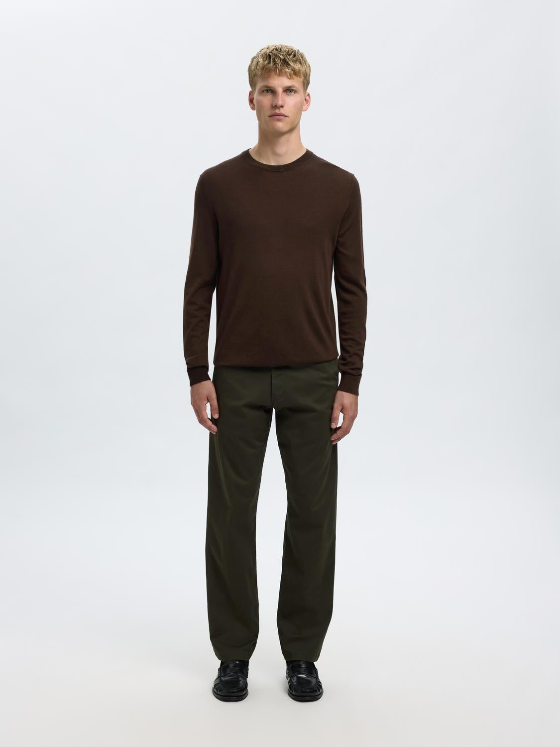 Slhtray Ls Knit Merino Crew Neck Noos