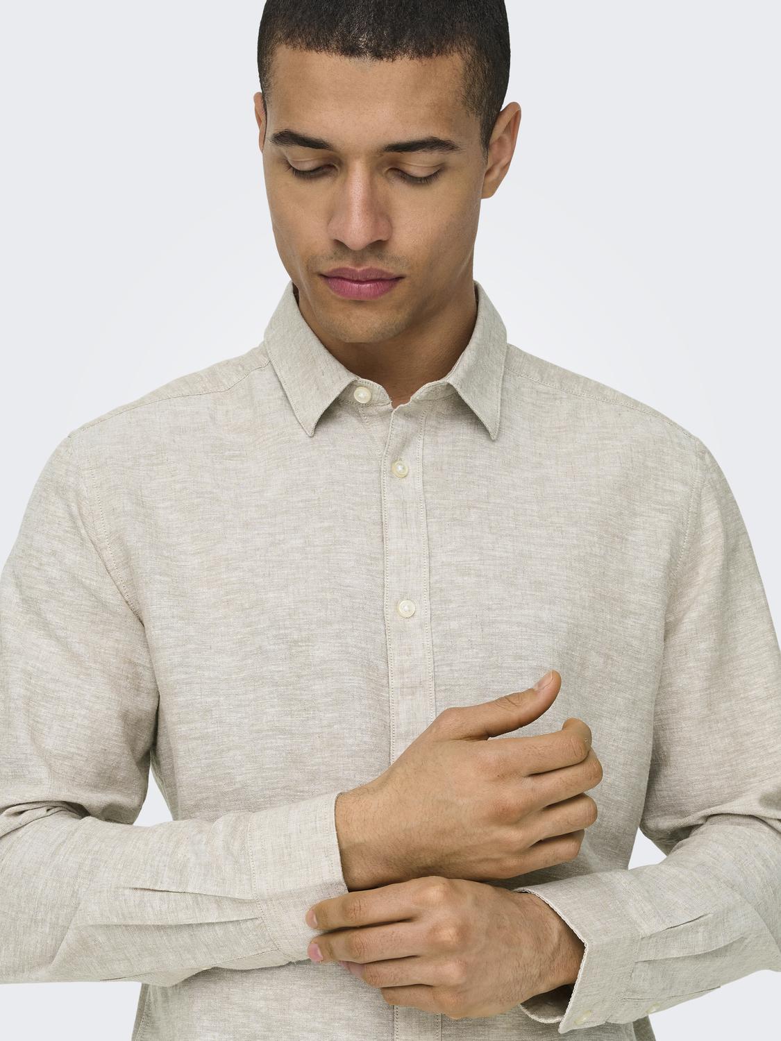 LANGE SKJORTER - Onscaiden Life Ls Solid Linen Blend Noos - - Hr Ravn