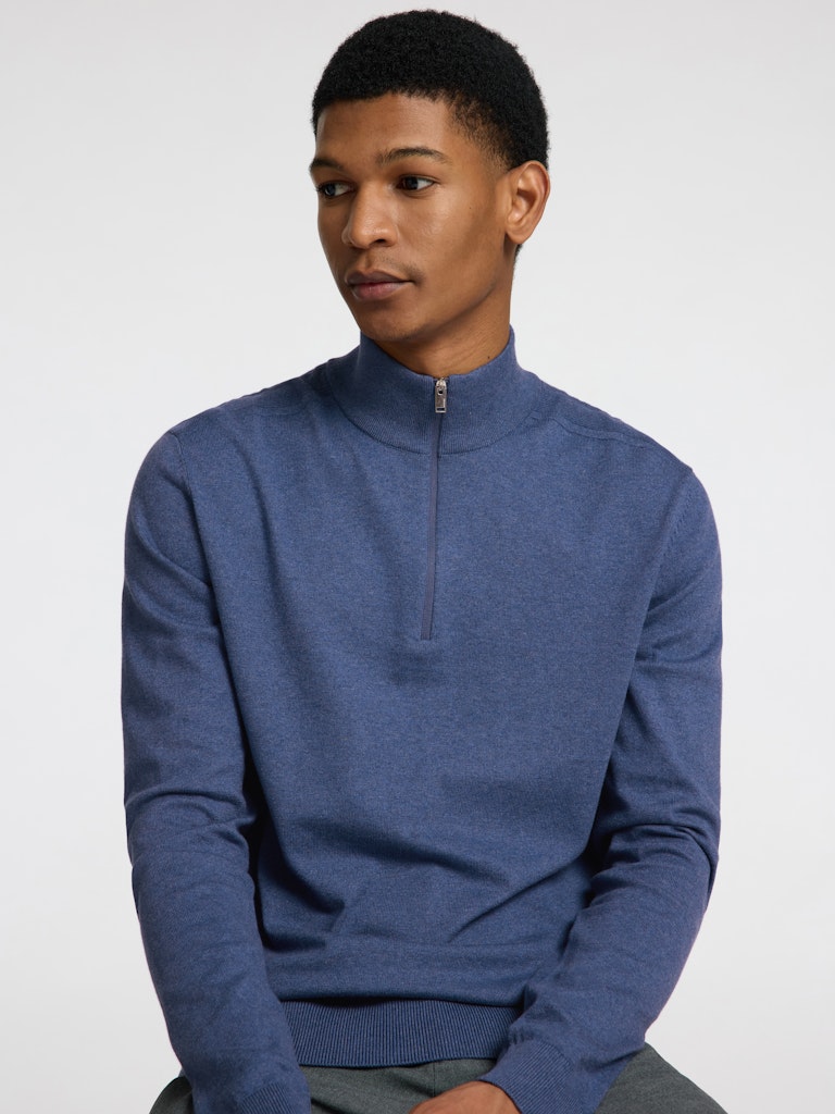 STRIK - Bomuld Strik Med 1/2 Zip - - Hr Ravn