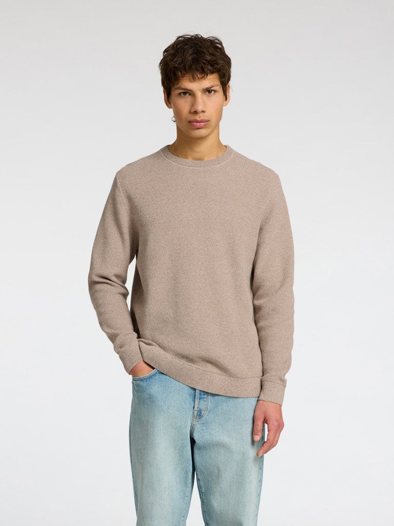 SLHROSS LS KNIT STRUCTURE CREW NECK