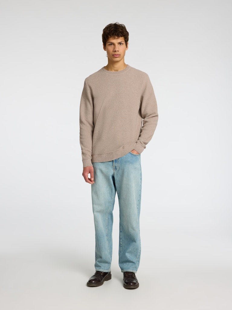 SLHROSS LS KNIT STRUCTURE CREW NECK
