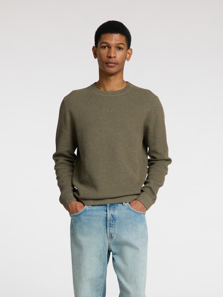 SLHROSS LS KNIT STRUCTURE CREW NECK